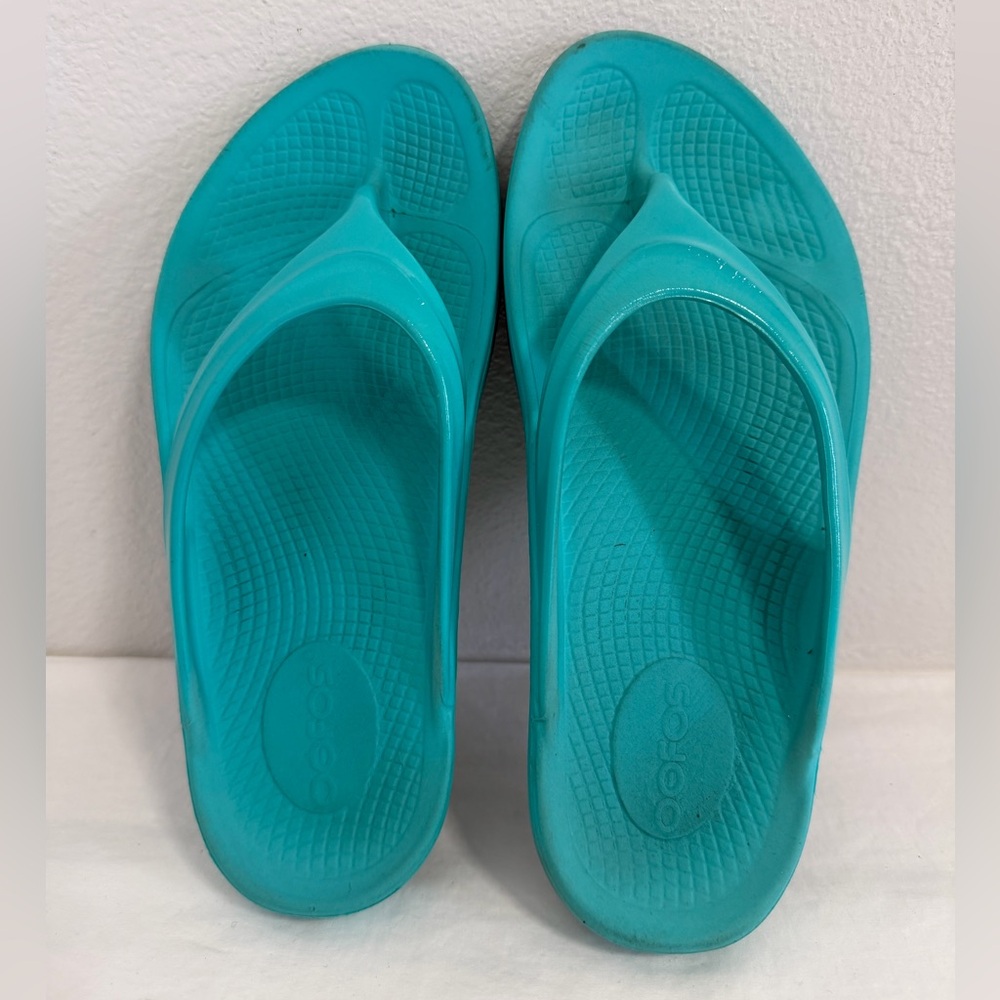 Oofos thong sandals flip flop Aqua size 6 - Picture 6 of 9